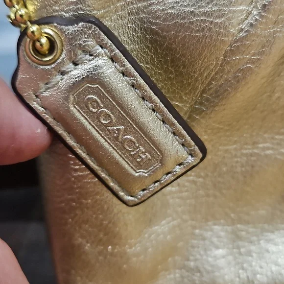 Coach Shimmering Gold Leather Pouch - Picture 2 of 6